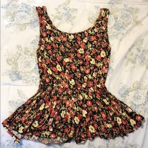Floral tank top with bow on back